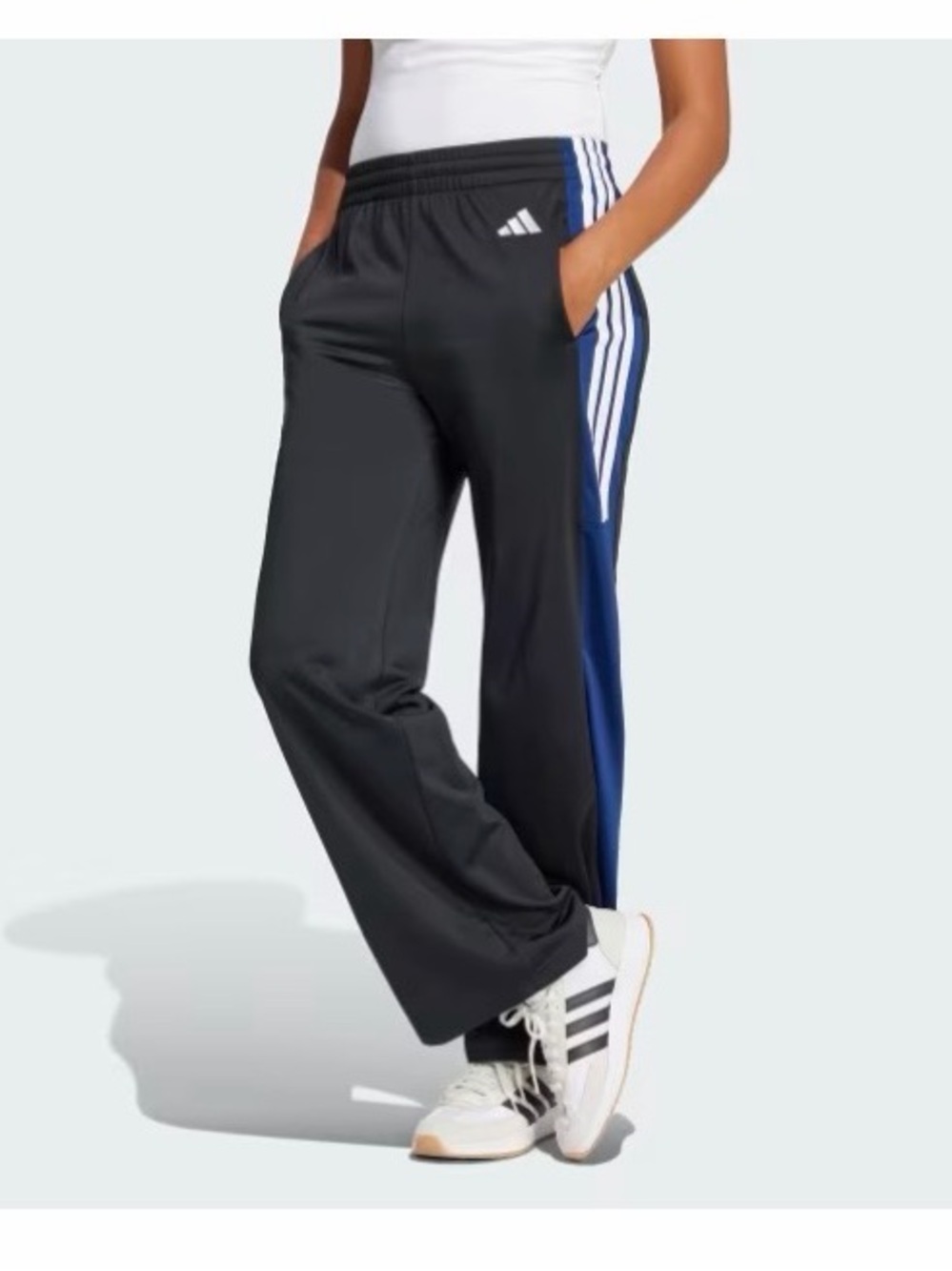 adidas Black Track Pants with Blue & White Accents